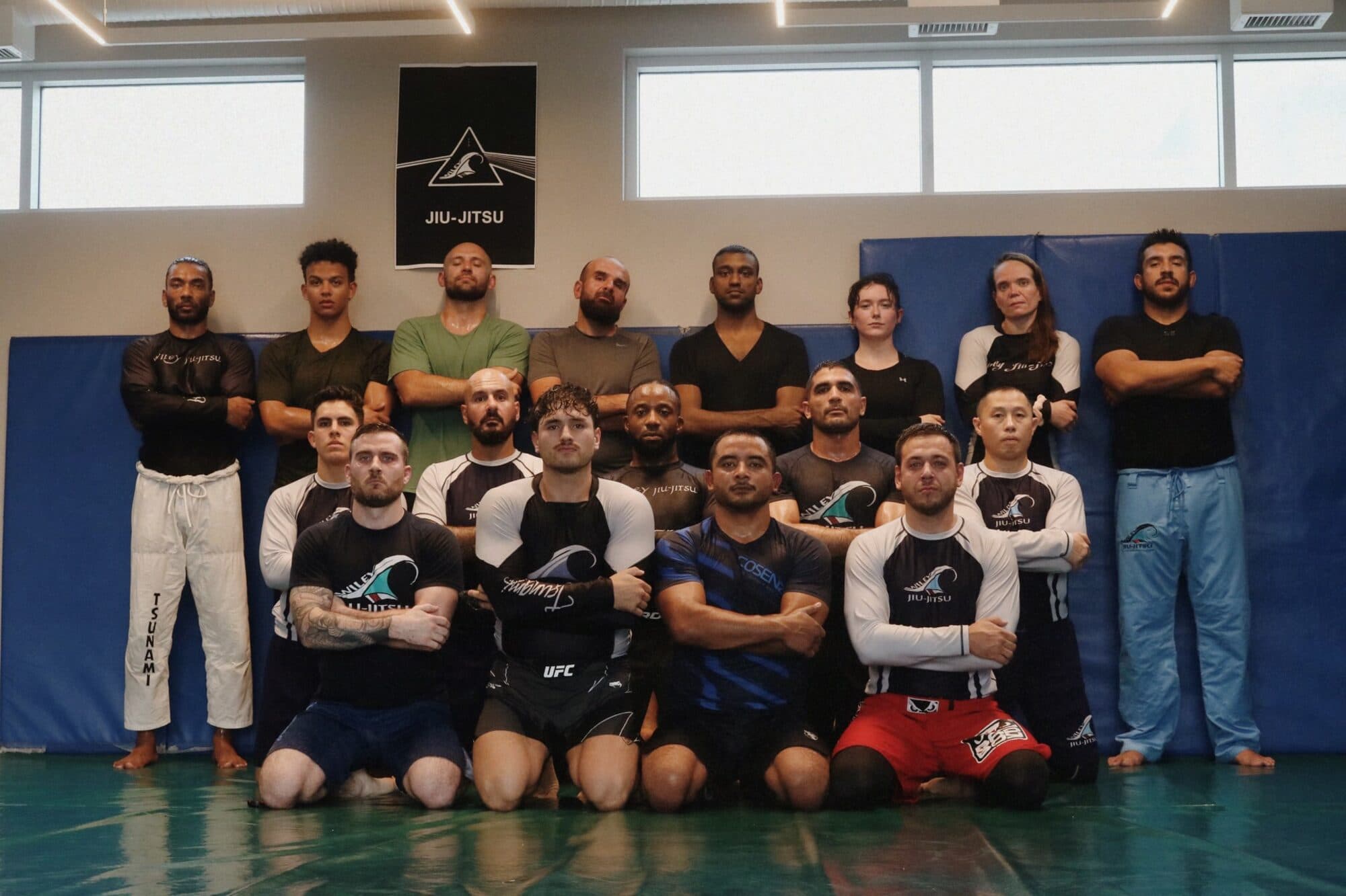 The membership of Wiley Jiu-Jitsu YYC gathered on the mats in Calgary